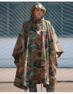 RIPSTOP WET WEATHER PONCHO WOODLAND