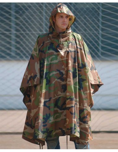 RIPSTOP WET WEATHER PONCHO WOODLAND