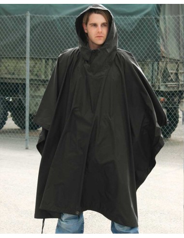 RIPSTOP WET WEATHER PONCHO BLACK