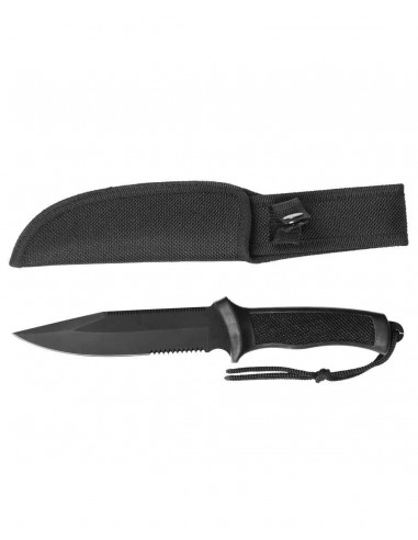 BLACK COMBAT KNIFE WITH RUBBER HANDLE