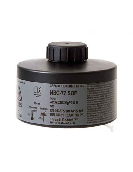 CBRN Gas Mask Filter NBC-77 SOF 40mm Thread - 20 Year Shelf Life